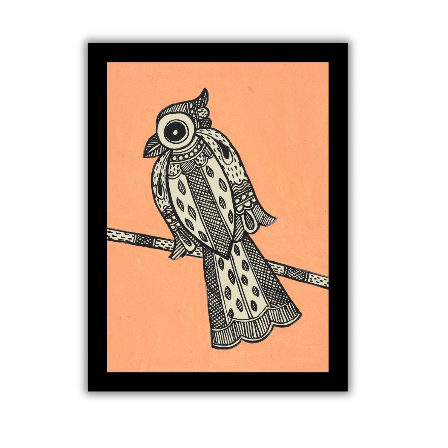 Handmade Madhubani Painting - Traditional Indian Art, Bird Motif, 6x8 Inches