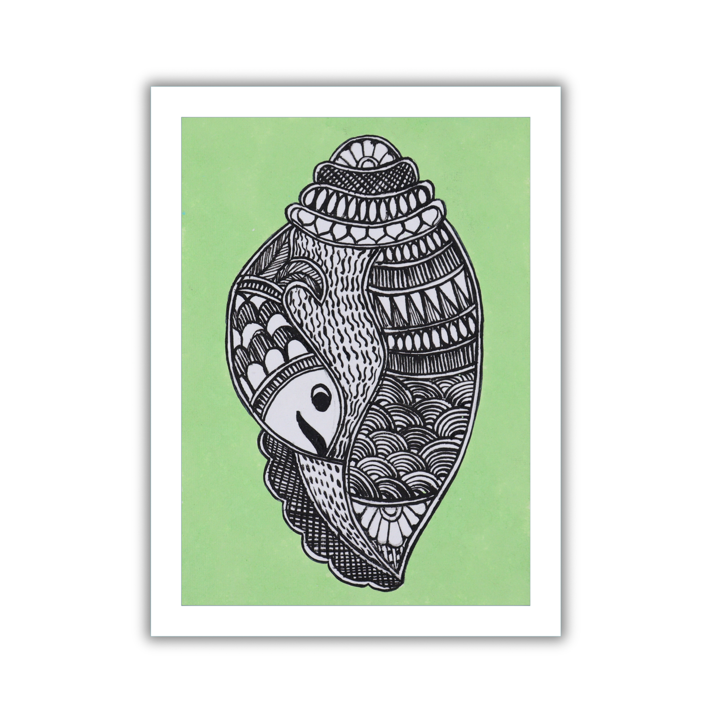 AAKARSHAK Madhubani Painting Handmade Shankh Mithila art Framed Traditional Indian paintings for Wall Living room Home decor Gifts - 6x8 Inch |(WMN116)