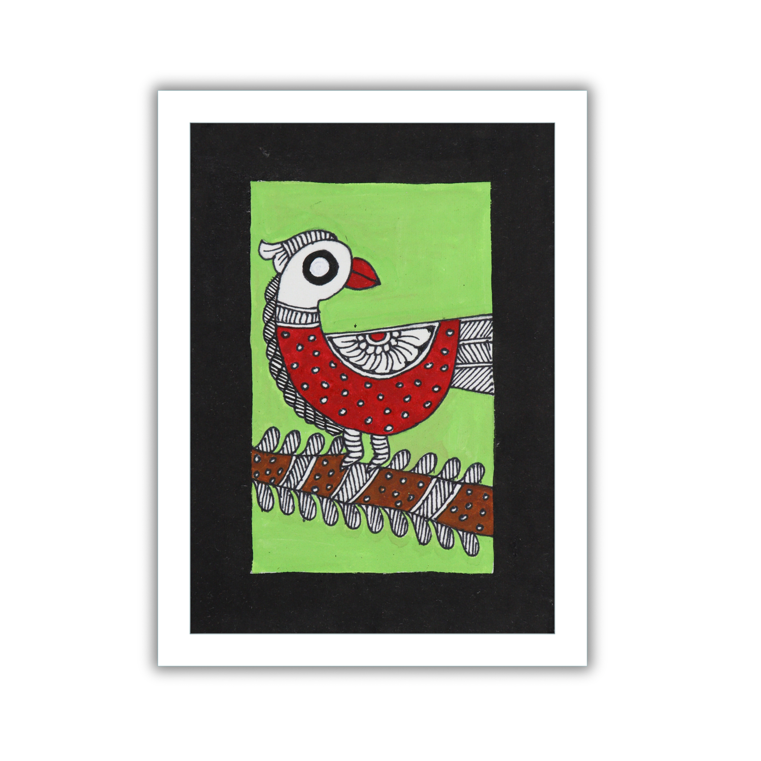 AAKARSHAK Madhubani Painting Handmade Peacock Mithila art Framed Traditional Indian paintings for Wall Living room Home decor Gifts - 6x8 Inch |(WMN120)