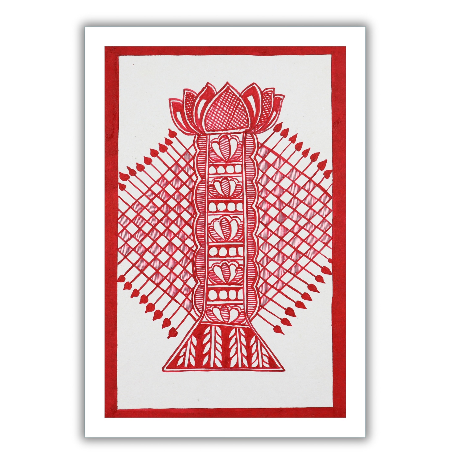 AAKARSHAK Madhubani Painting Handmade Bamboo Mithila art Framed Traditional Indian paintings for Wall Living room Home decor Gifts - 8x12 Inch |(WSM114)