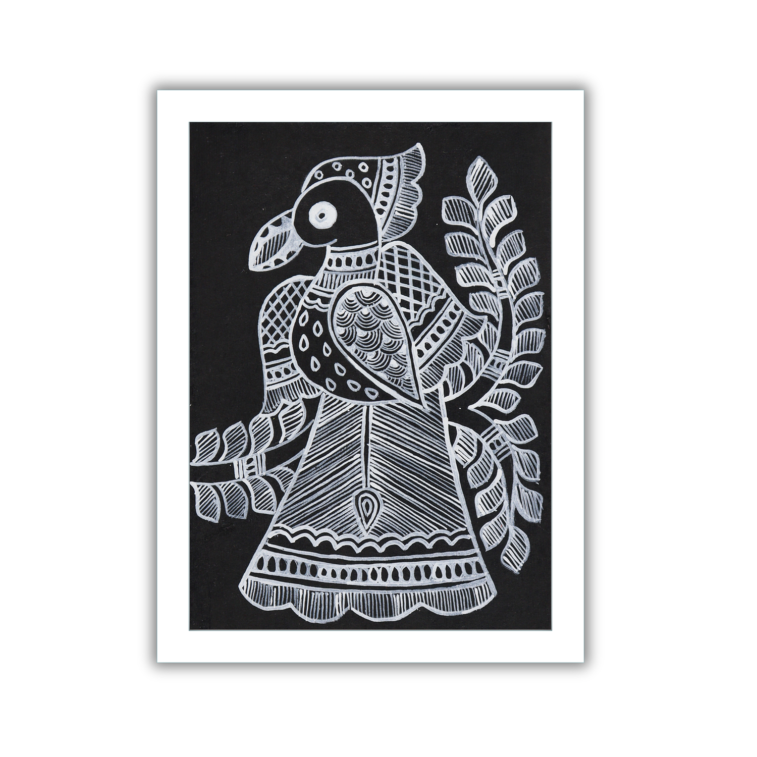 AAKARSHAK Madhubani Painting Handmade Peacock Mithila art Framed Traditional Indian paintings for Wall Living room Home decor Gifts - 6x8 Inch |(WMN110)