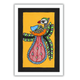 Handmade Madhubani peacock Painting  with white Frame Indian Wall Decor