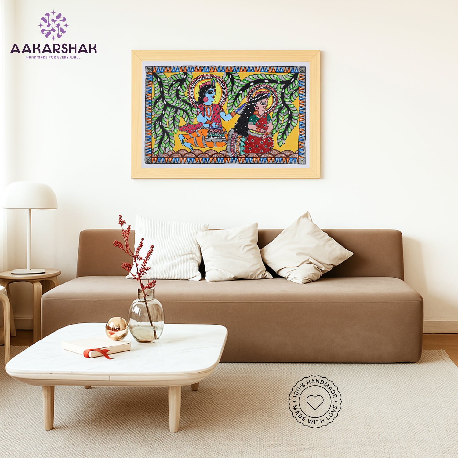 Close-up of detailed brushwork and traditional patterns in Madhubani painting
