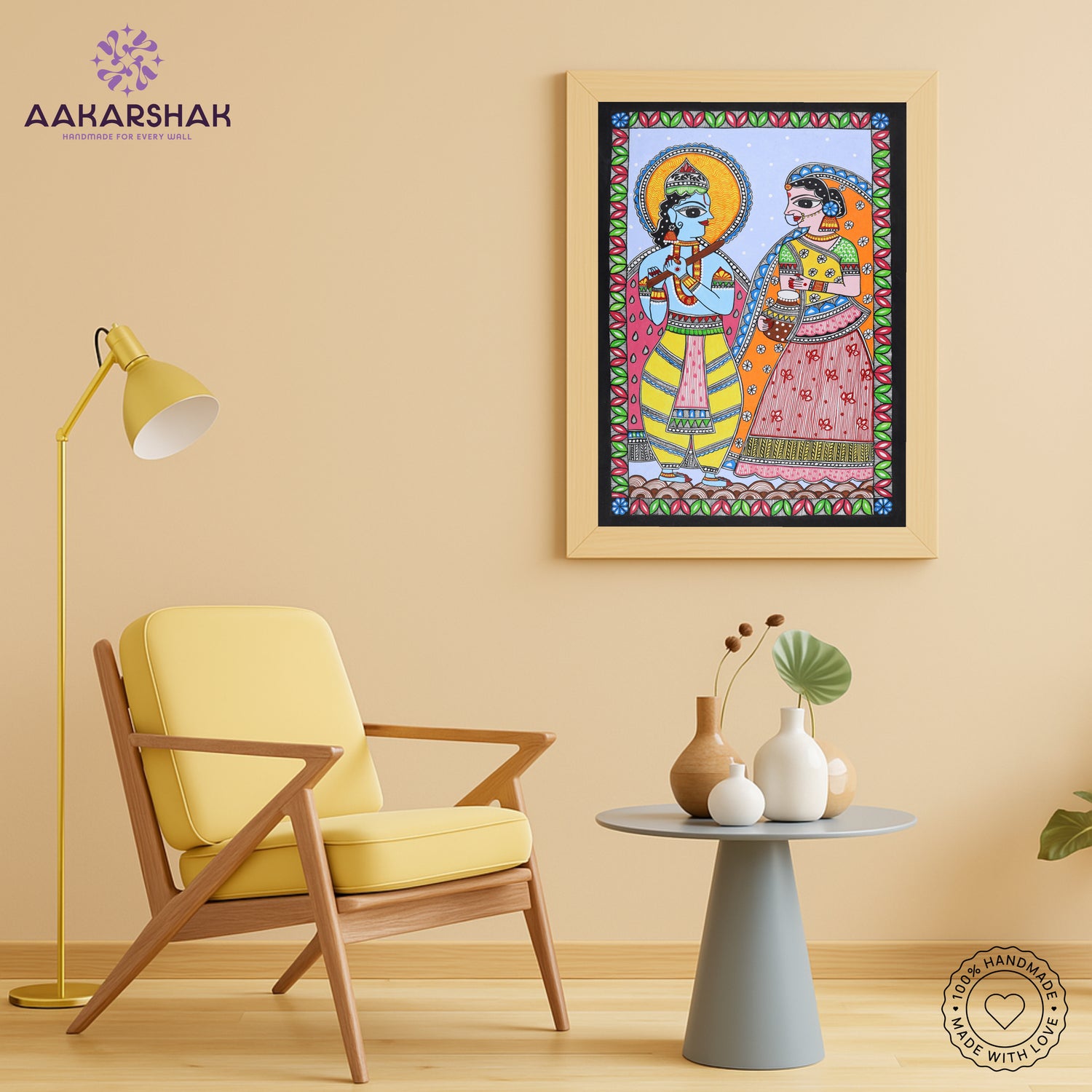 Artisan-made Indian folk art on handmade paper using vibrant natural colors
