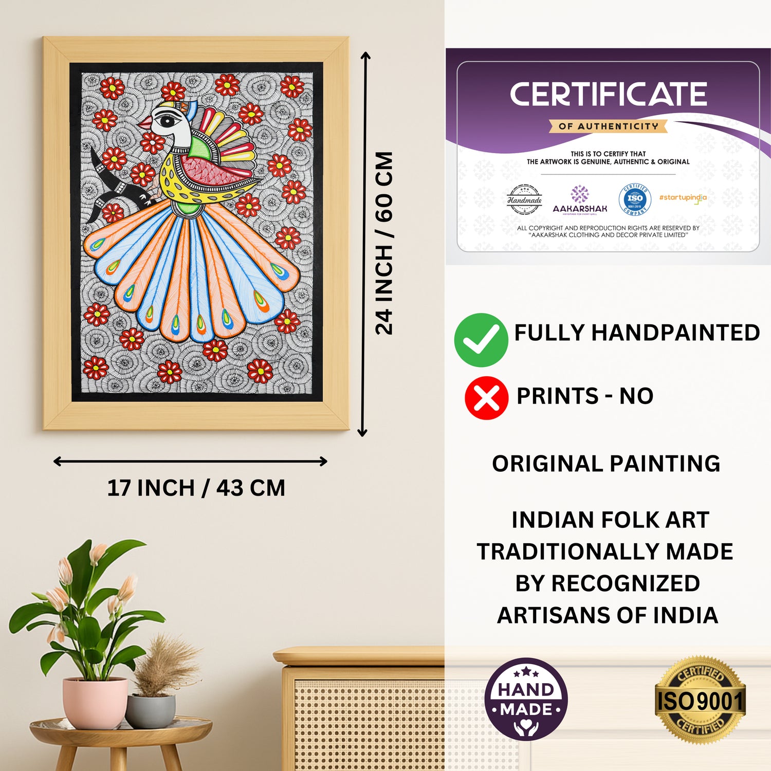 ISO certified handmade painting with authenticity certificate included
