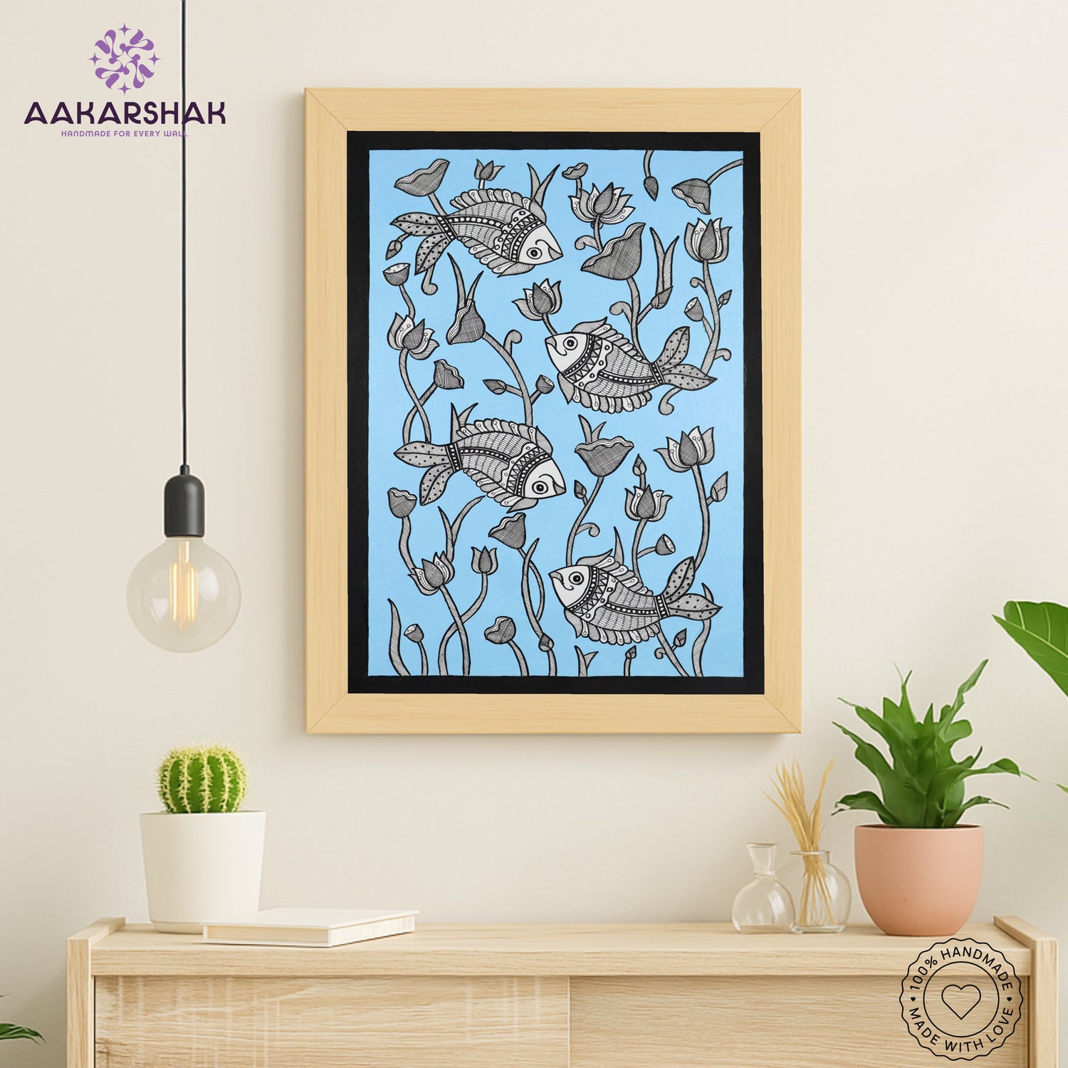 Artisan-made Indian folk art on handmade paper using vibrant natural colors
