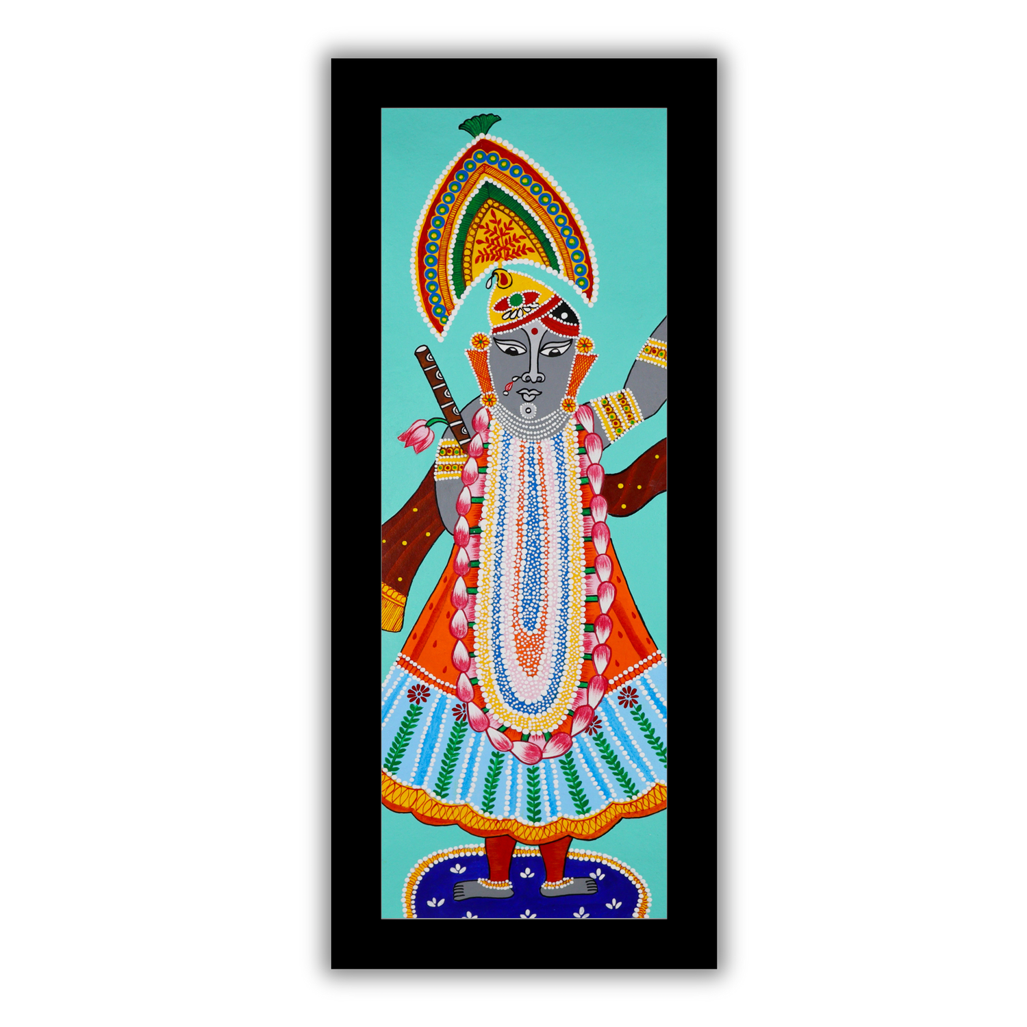 AAKARSHAK Pichwai Painting Handmade Shrinathji Pichwai art Framed Traditional Indian paintings for Wall Living room Home decor Gifts - 8x23 Inch |(PBLO105)