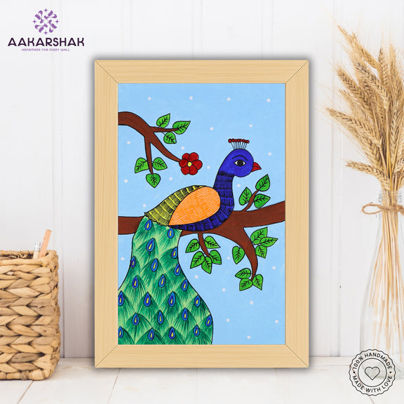 Close-up of hand-painted Pichwai design using vibrant colors and natural themes

