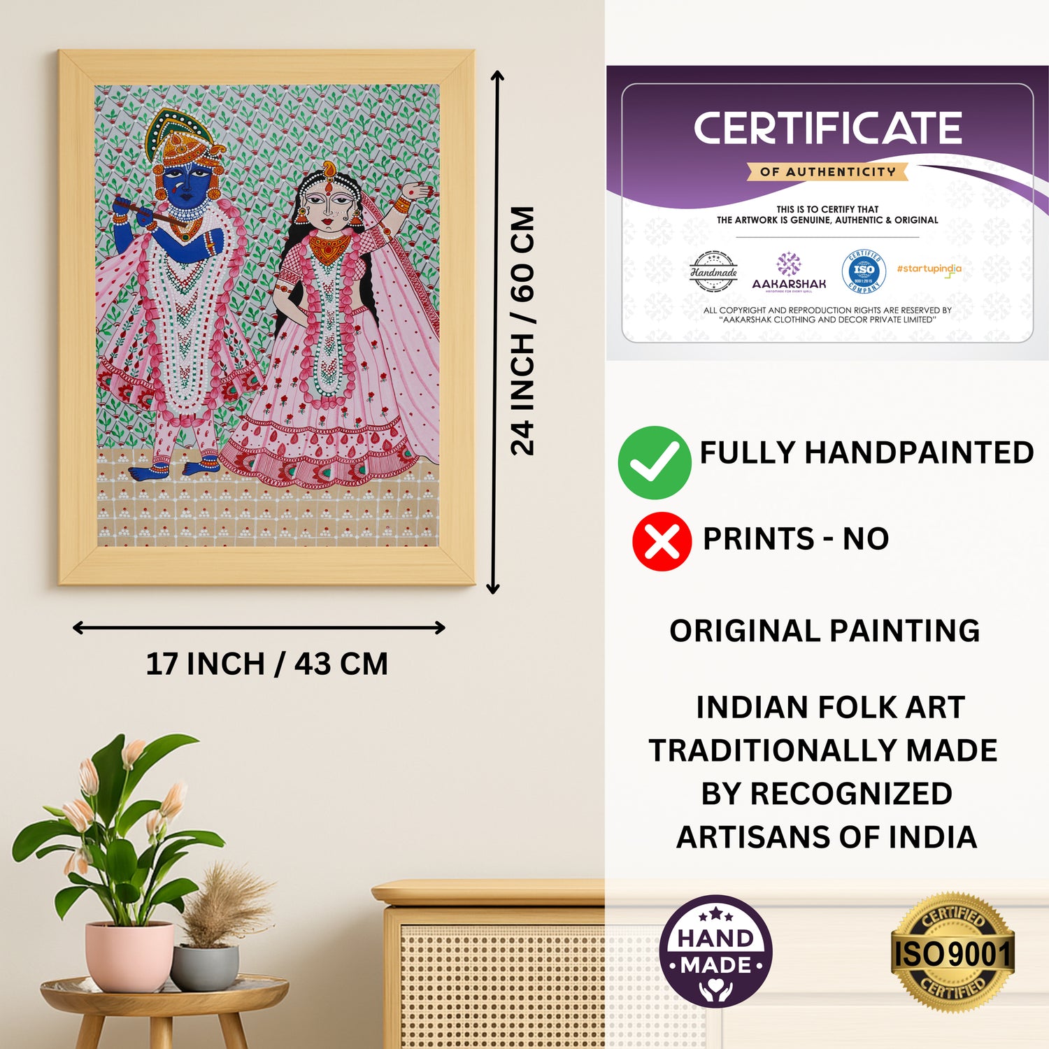 ISO certified handmade painting with authenticity certificate included
