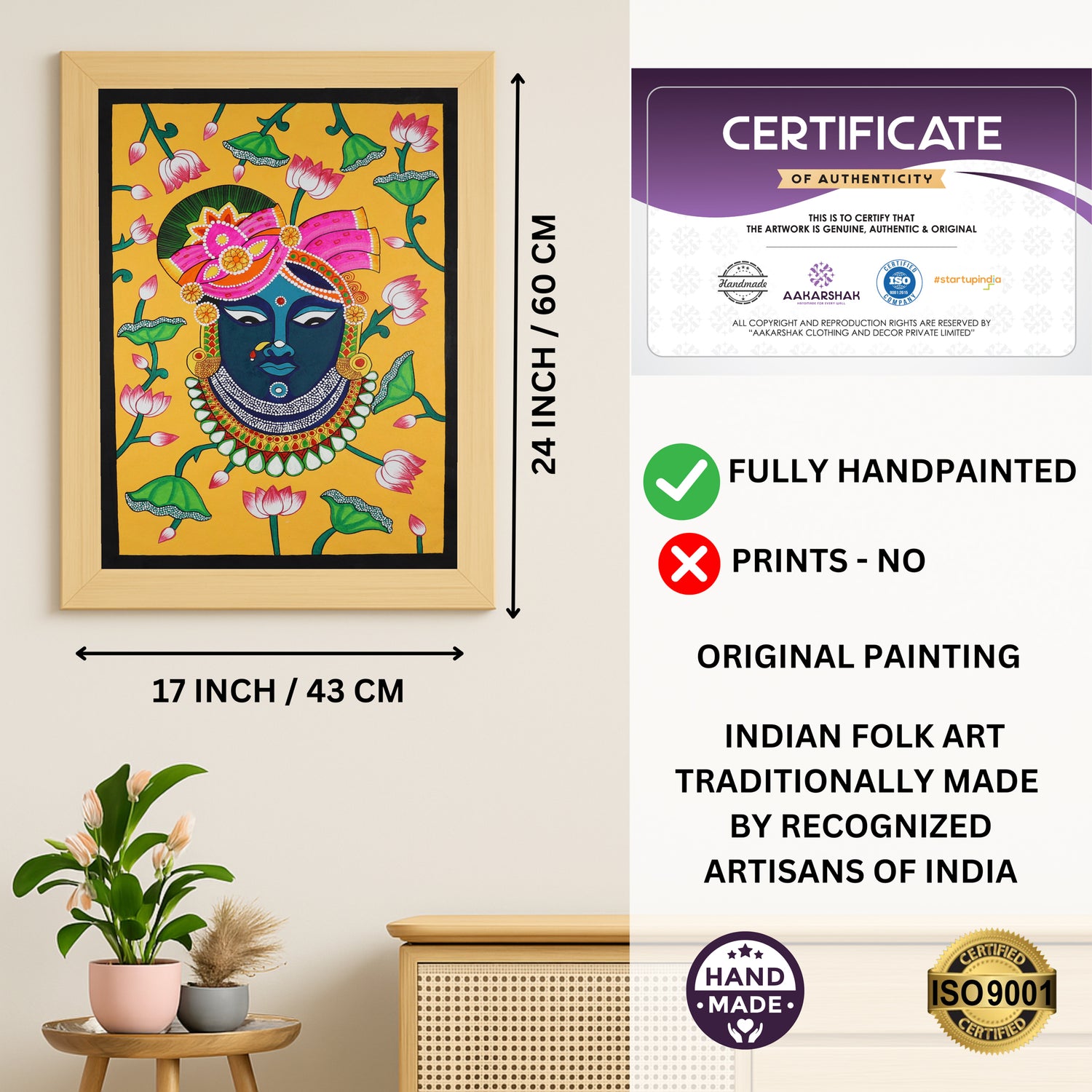 ISO certified handmade painting with authenticity certificate included
