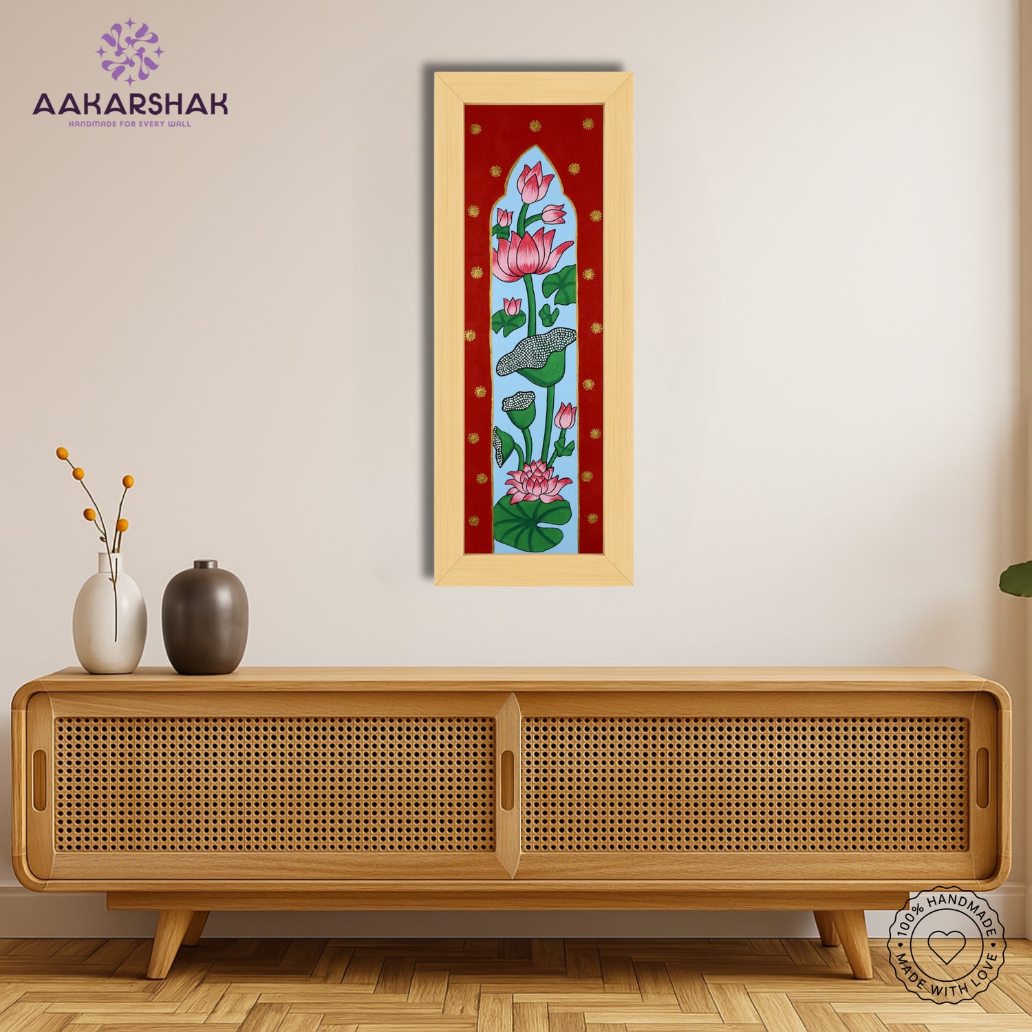 Pichwai wall art displayed in home interior – classic Indian folk painting
