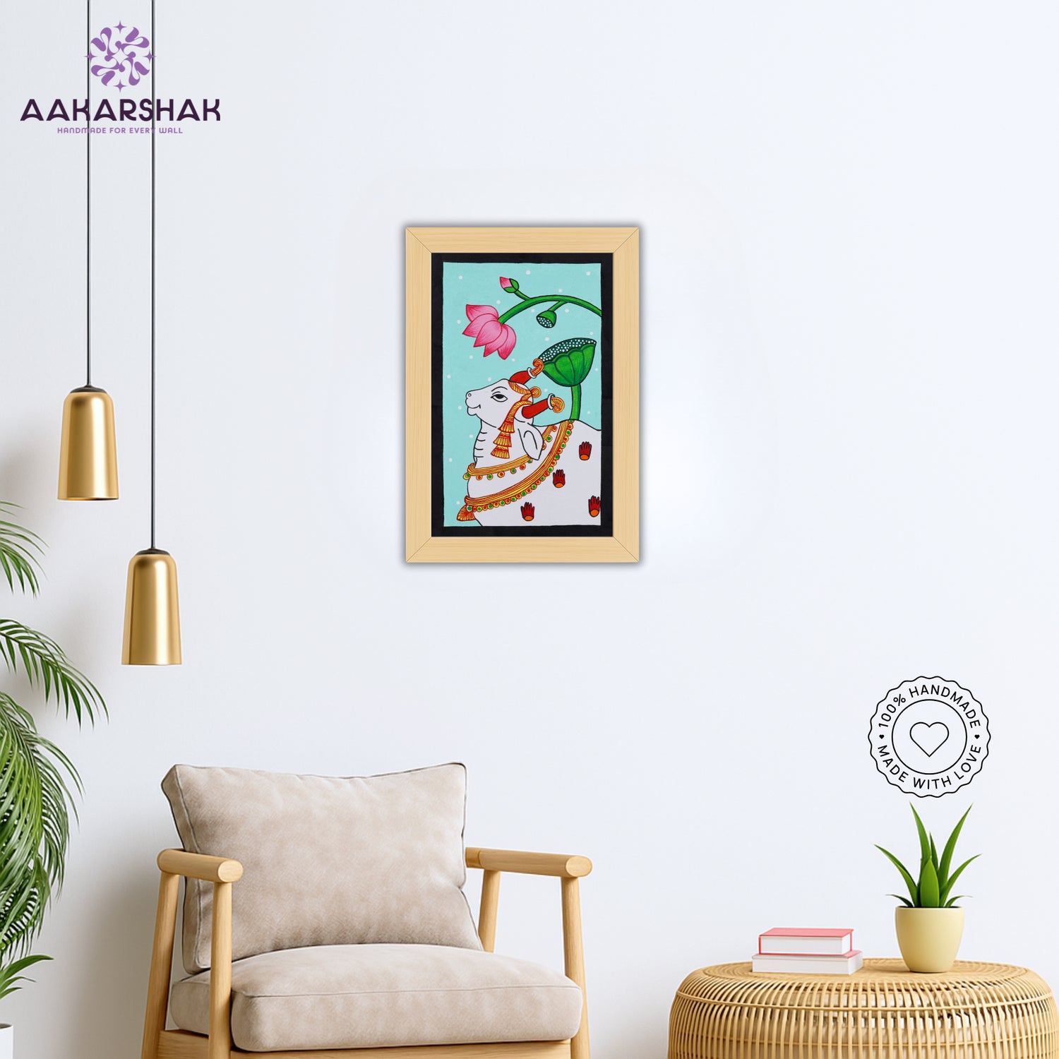 Pichwai wall art displayed in home interior – classic Indian folk painting
