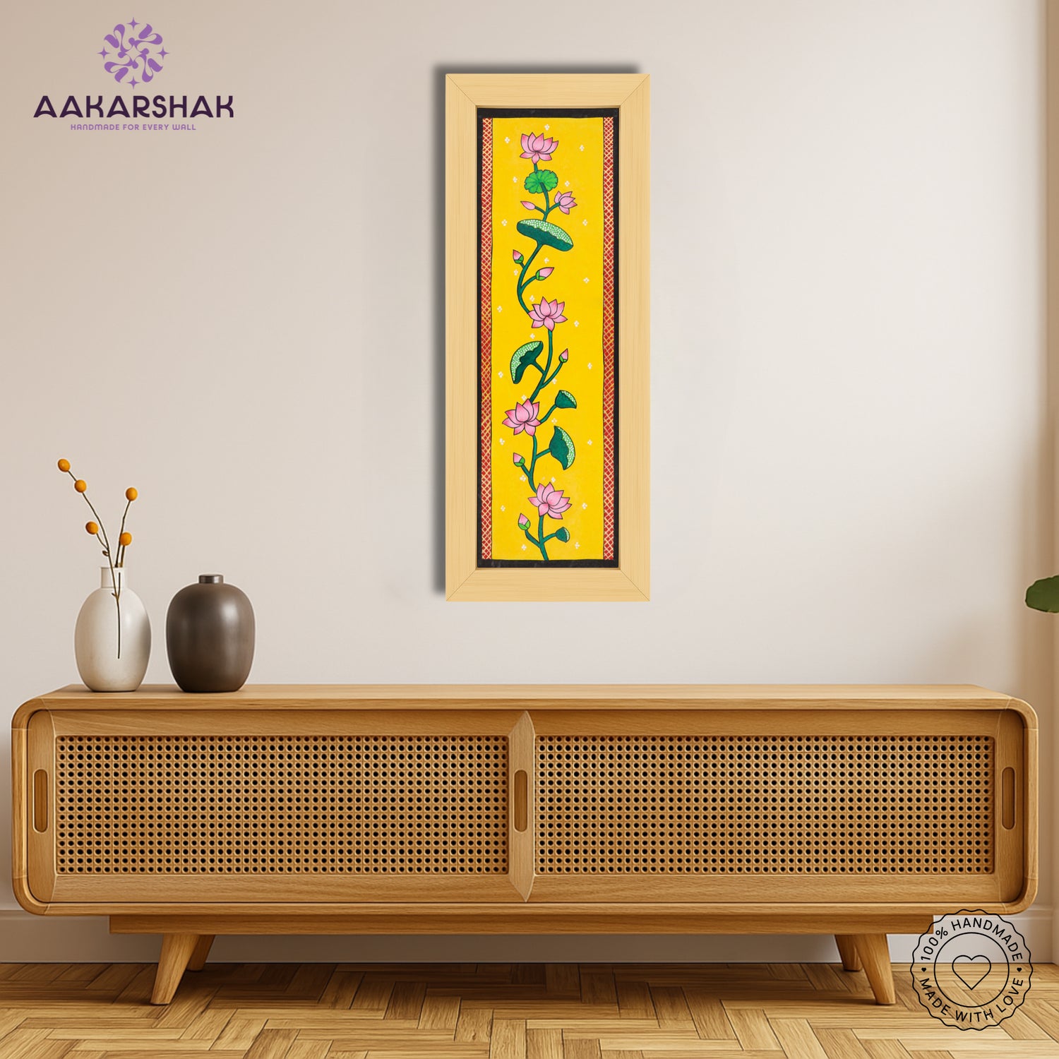 Pichwai wall art displayed in home interior – classic Indian folk painting
