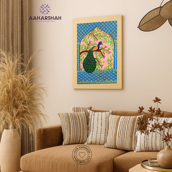 Pichwai wall art displayed in home interior – classic Indian folk painting
