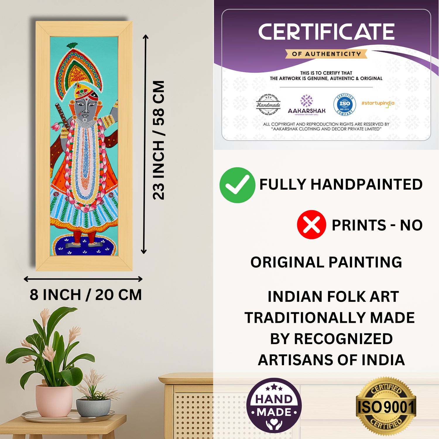ISO certified handmade painting with authenticity certificate included
