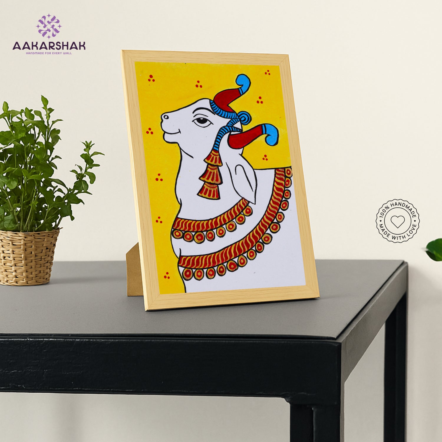 Close-up of hand-painted Pichwai design using vibrant colors and natural themes

