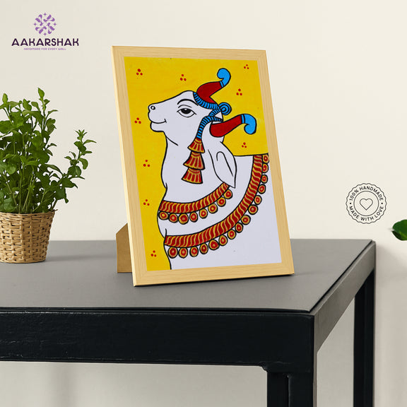 Close-up of hand-painted Pichwai design using vibrant colors and natural themes
