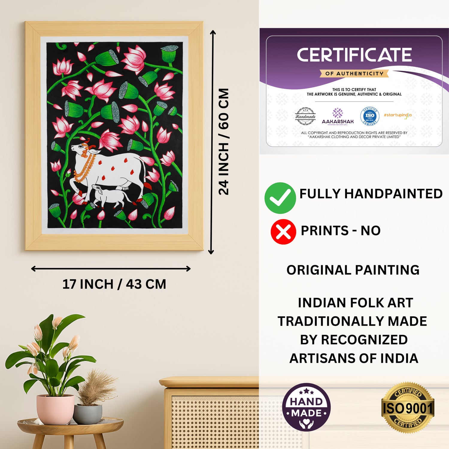 ISO certified handmade painting with authenticity certificate included
