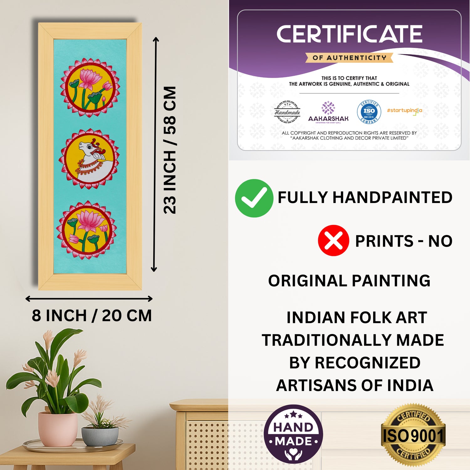 ISO certified handmade painting with authenticity certificate included
