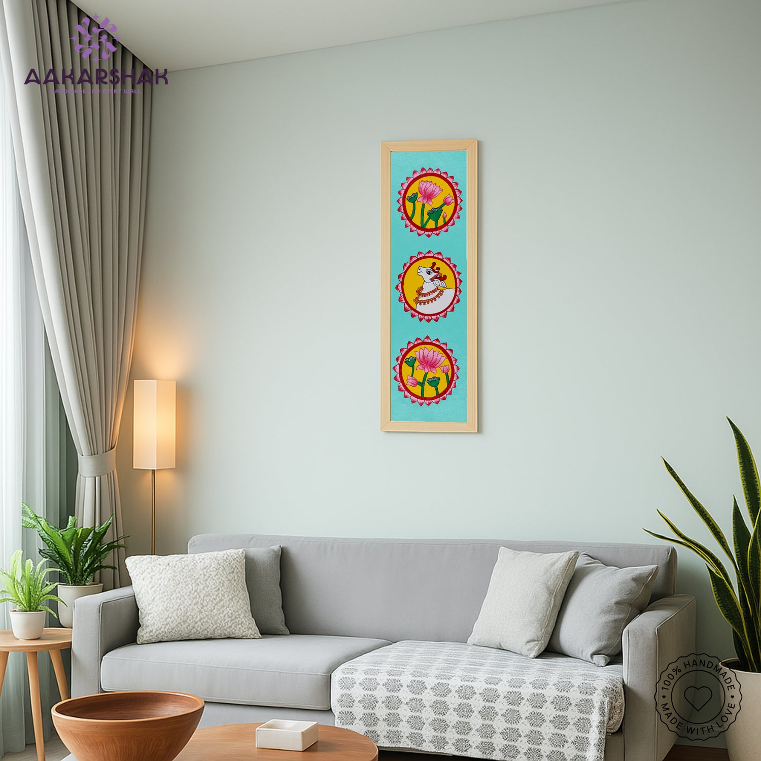 Pichwai wall art displayed in home interior – classic Indian folk painting
