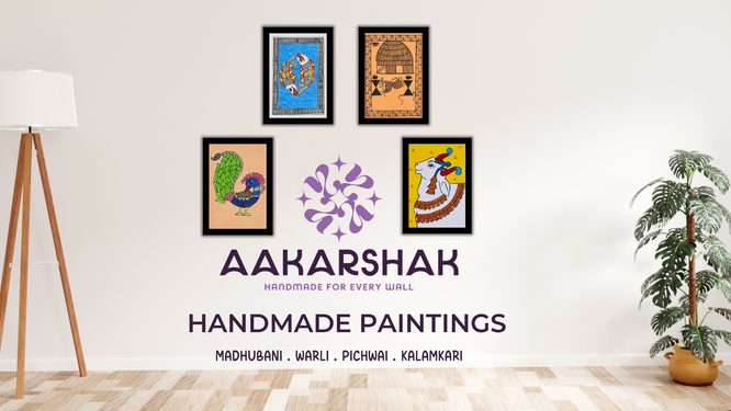 Versatile handmade Madhubani artwork for shelf, table, or wall use

