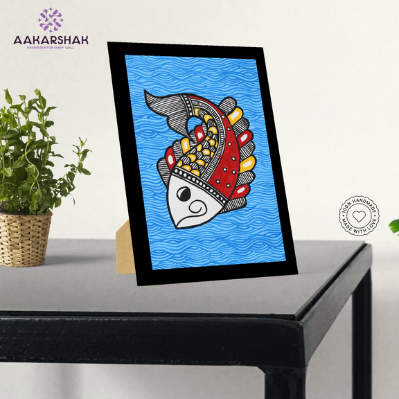Framed Madhubani Painting with tabletop stand – Ready-to-display Indian art