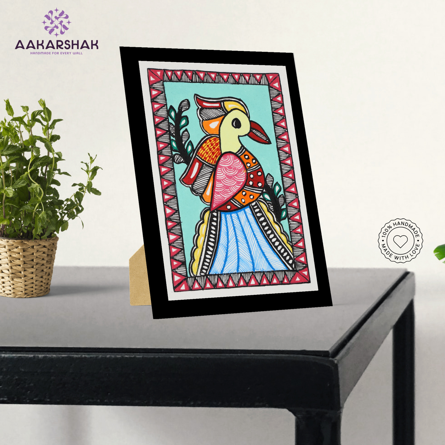 Mithila style peacock painting