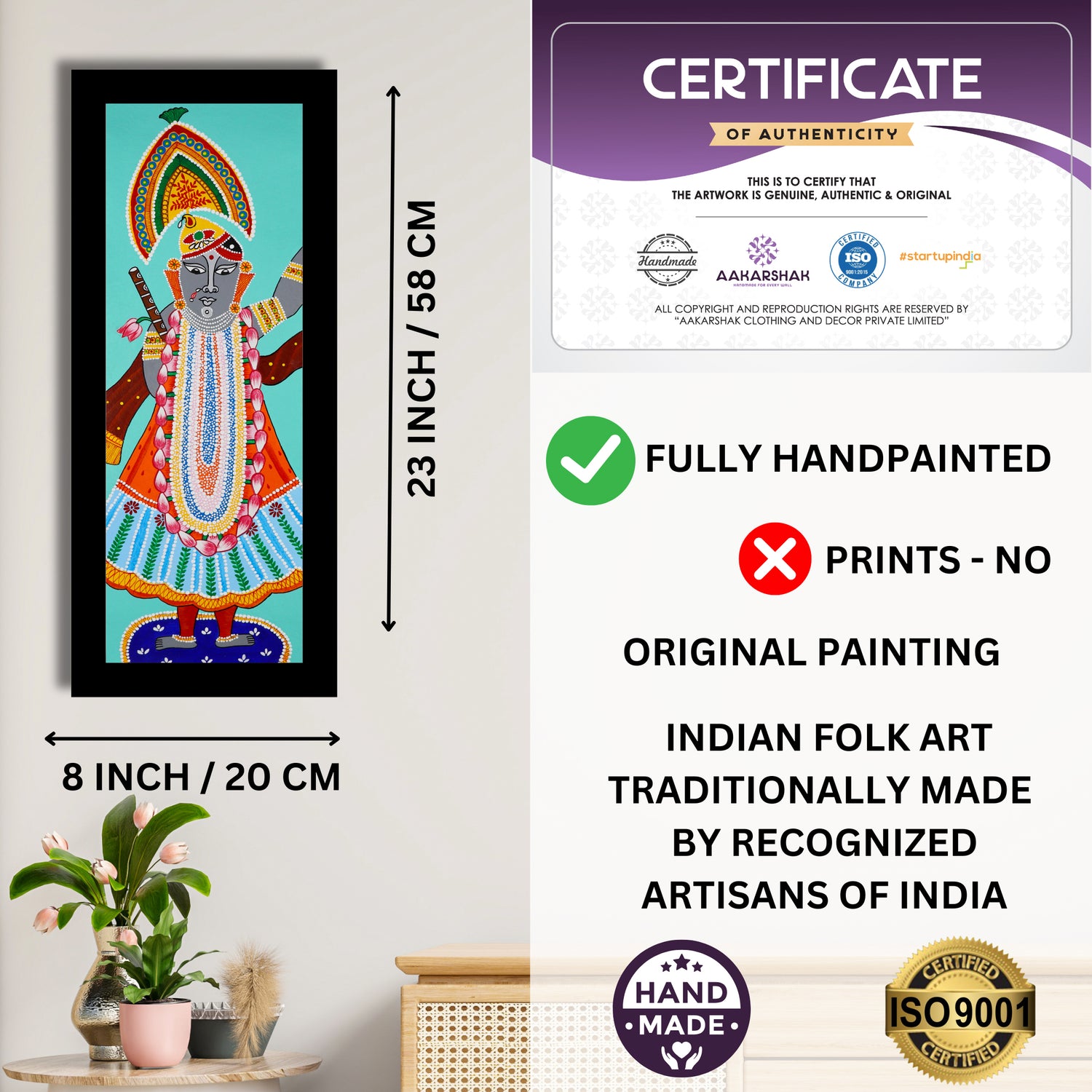ISO certified handmade painting with authenticity certificate included
