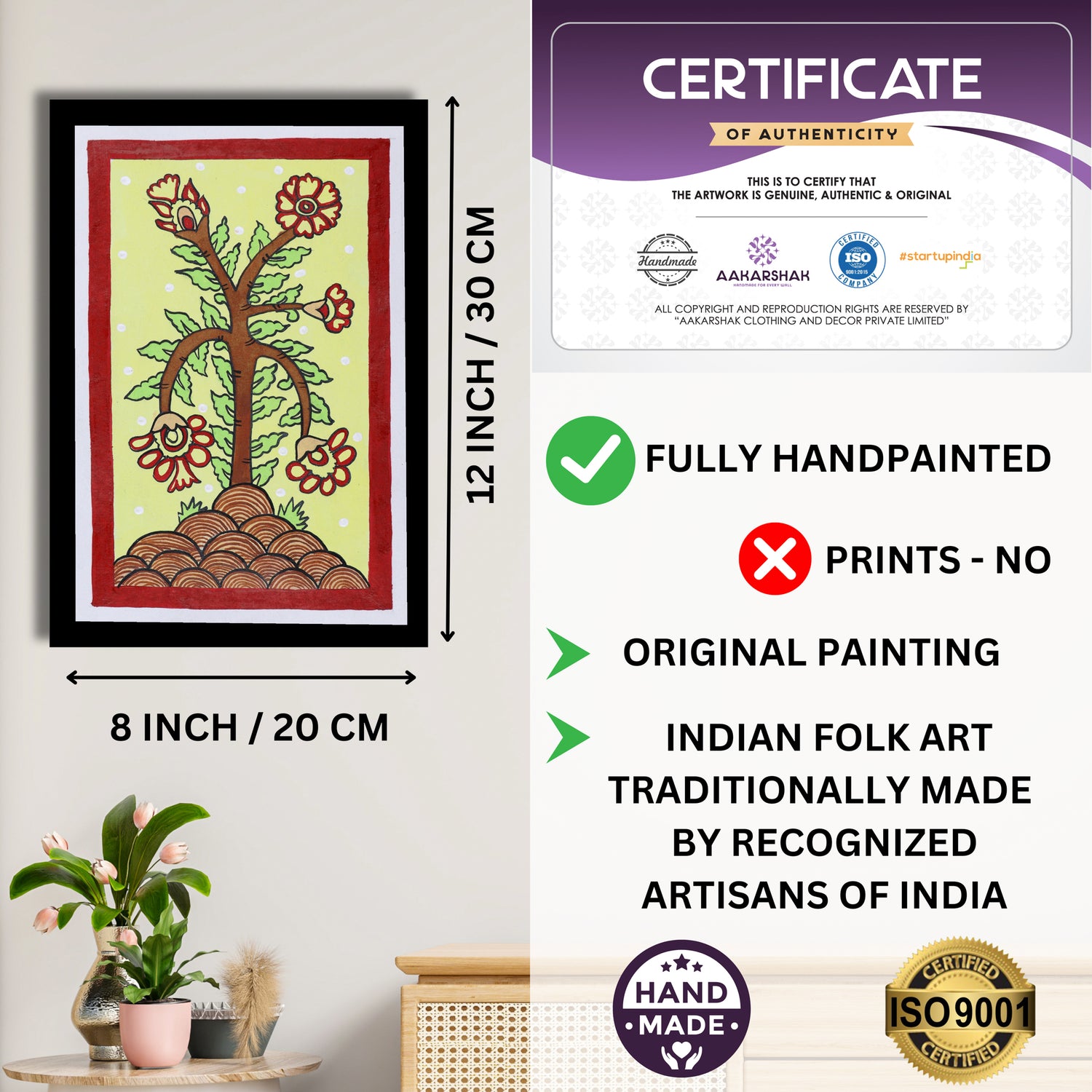 ISO certified handmade painting with authenticity certificate included
