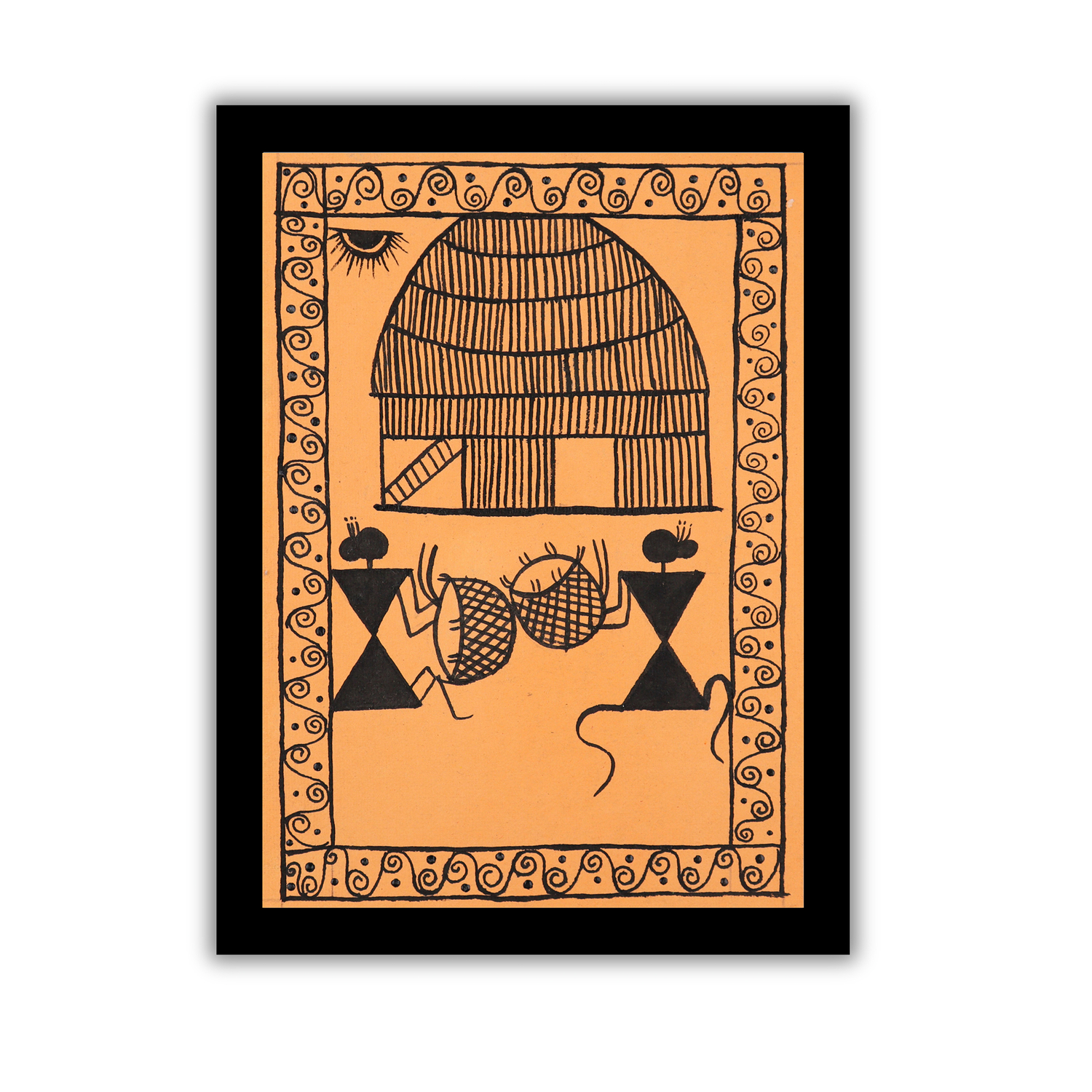 AAKARSHAK Warli Painting Handmade Village Warli art Framed Traditional Indian paintings for Wall Living room Home decor Gifts - 6x8 Inch |(WBM104)