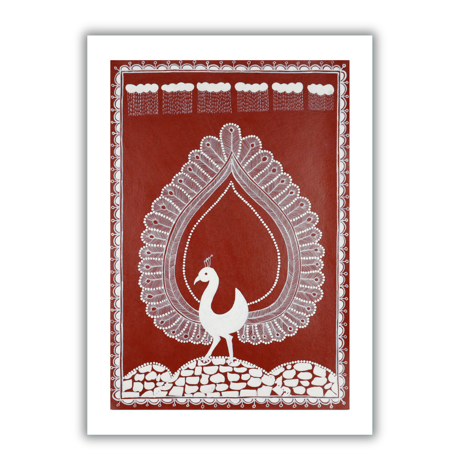 AAKARSHAK Warli Painting Handmade Peacock Warli art Framed Traditional Indian paintings for Wall Living room Home decor Gifts - 17x24 Inch |(WWLR103)