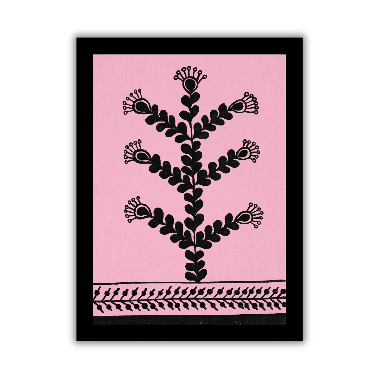 AAKARSHAK Warli Painting Handmade Flower Warli art Framed Traditional Indian paintings for Wall Living room Home decor Gifts - 6x8 Inch |(WBM107)