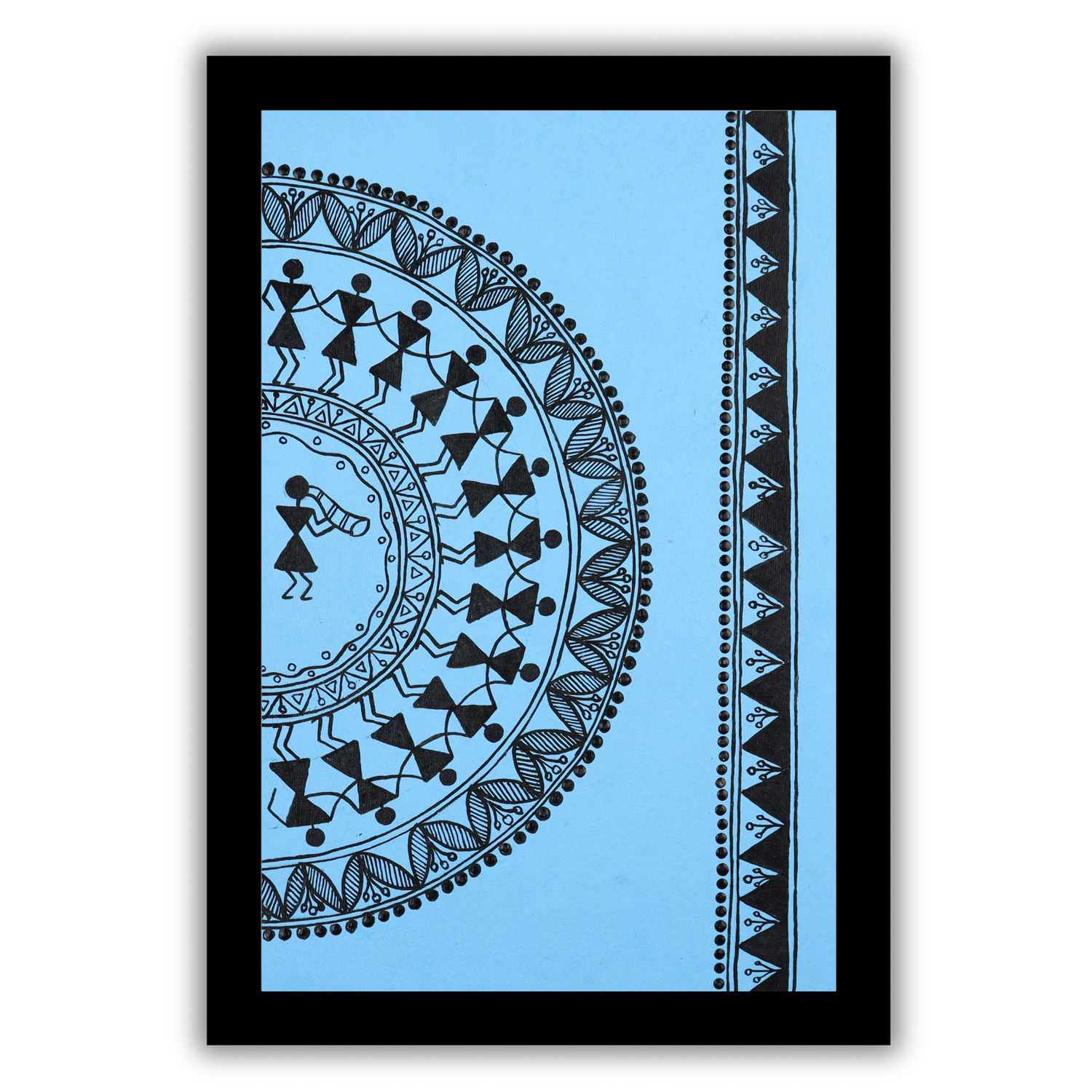 AAKARSHAK Warli Painting Handmade Dancing Warli art Framed Traditional Indian paintings for Wall Living room Home decor Gifts - 8x12 Inch |(WBS101)