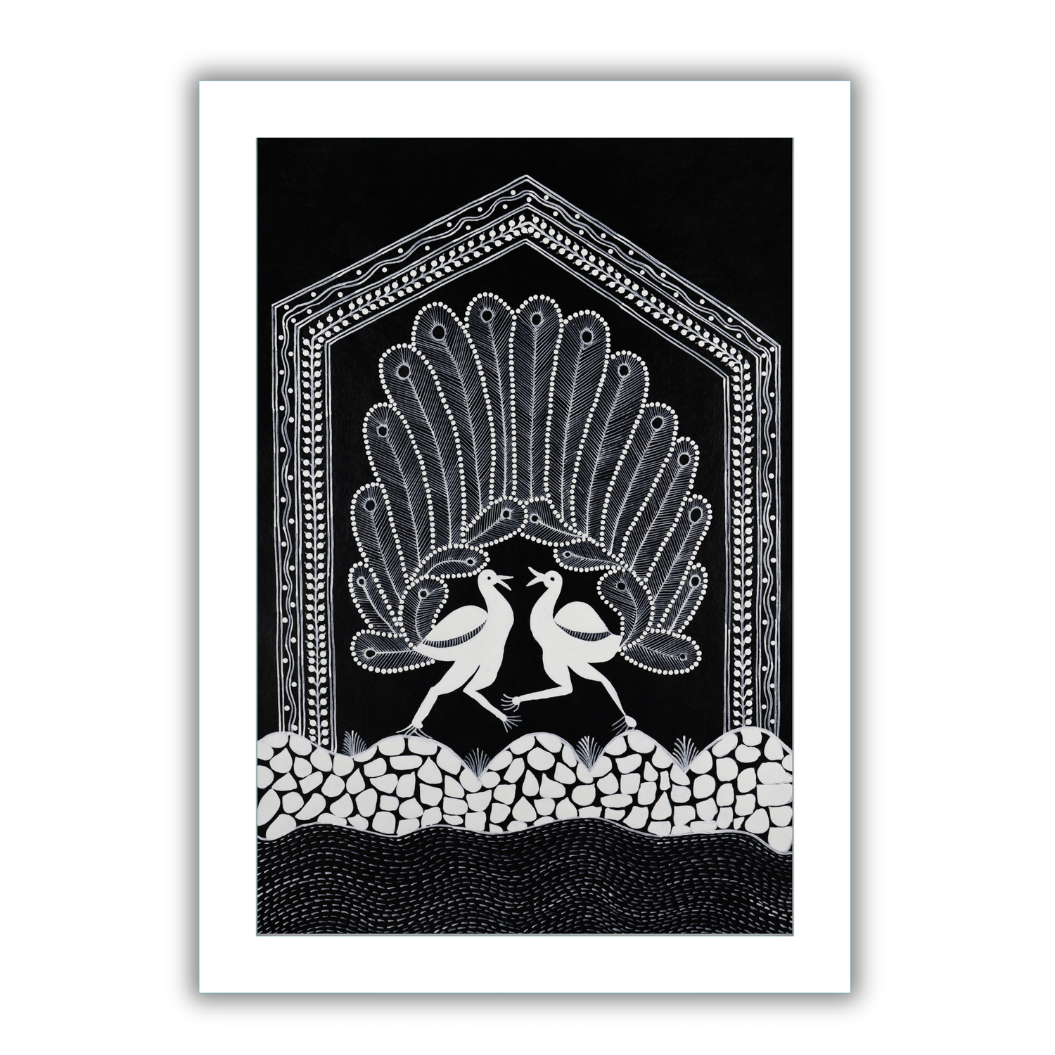 AAKARSHAK Warli Painting Handmade Peacock Warli art Framed Traditional Indian paintings for Wall Living room Home decor Gifts - 17x24 Inch |(WWLR104)