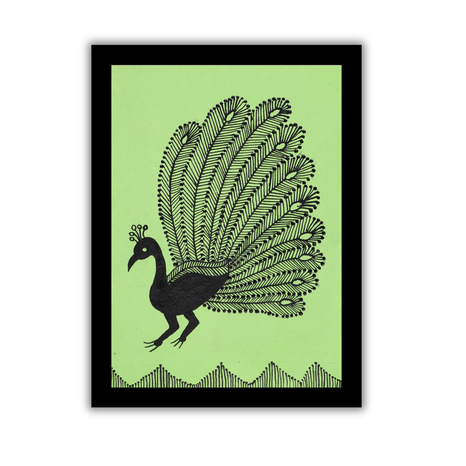 AAKARSHAK Warli Painting Handmade Peacock Warli art Framed Traditional Indian paintings for Wall Living room Home decor Gifts - 6x8 Inch |(WBM102)