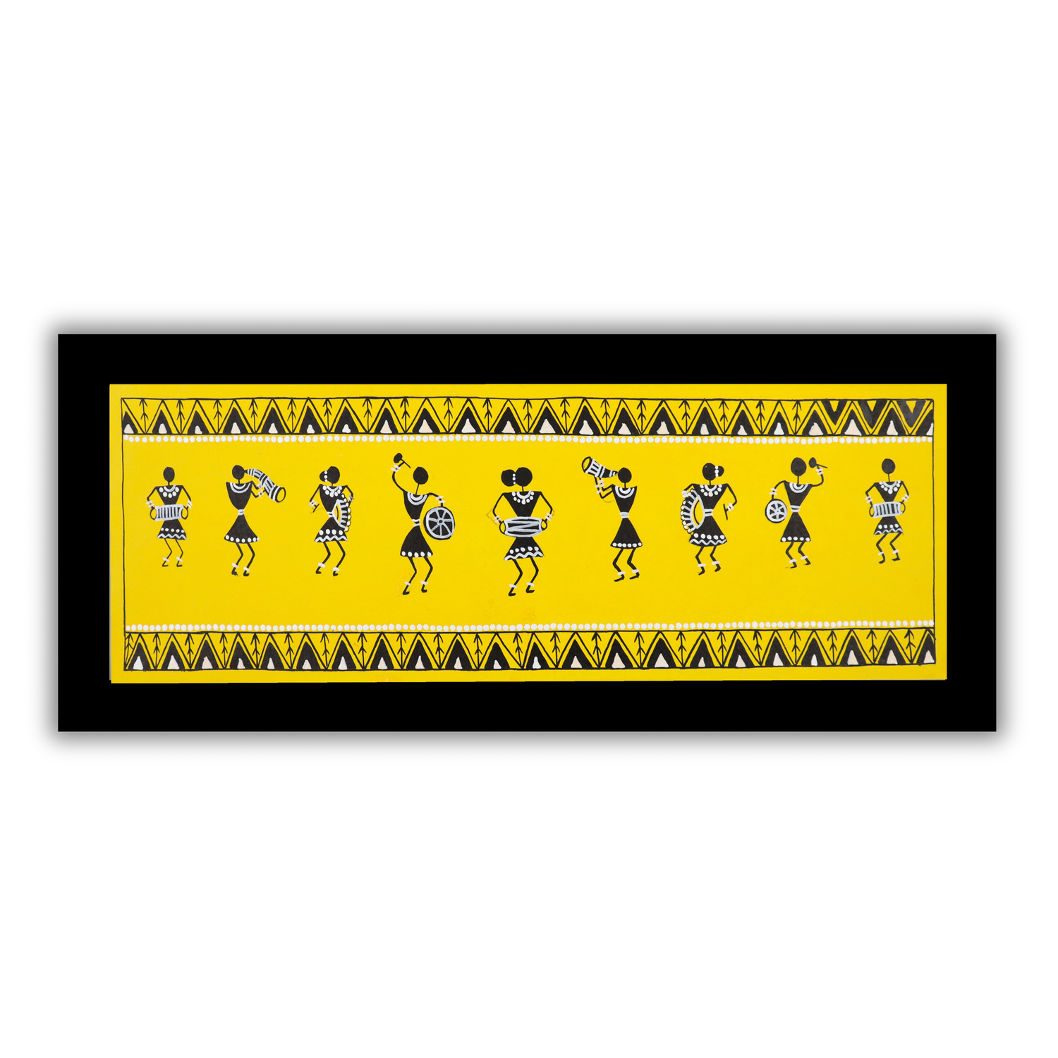AAKARSHAK Warli Painting Handmade Singing Warli art Framed Traditional Indian paintings for Wall Living room Home decor Gifts - 8x23 Inch |(WBLO101)