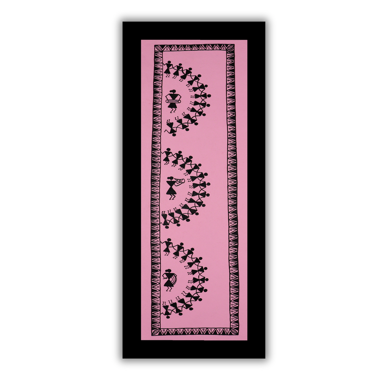 AAKARSHAK Warli Painting Handmade Dance Warli art Framed Traditional Indian paintings for Wall Living room Home decor Gifts - 8x23 Inch |(WBLO102)