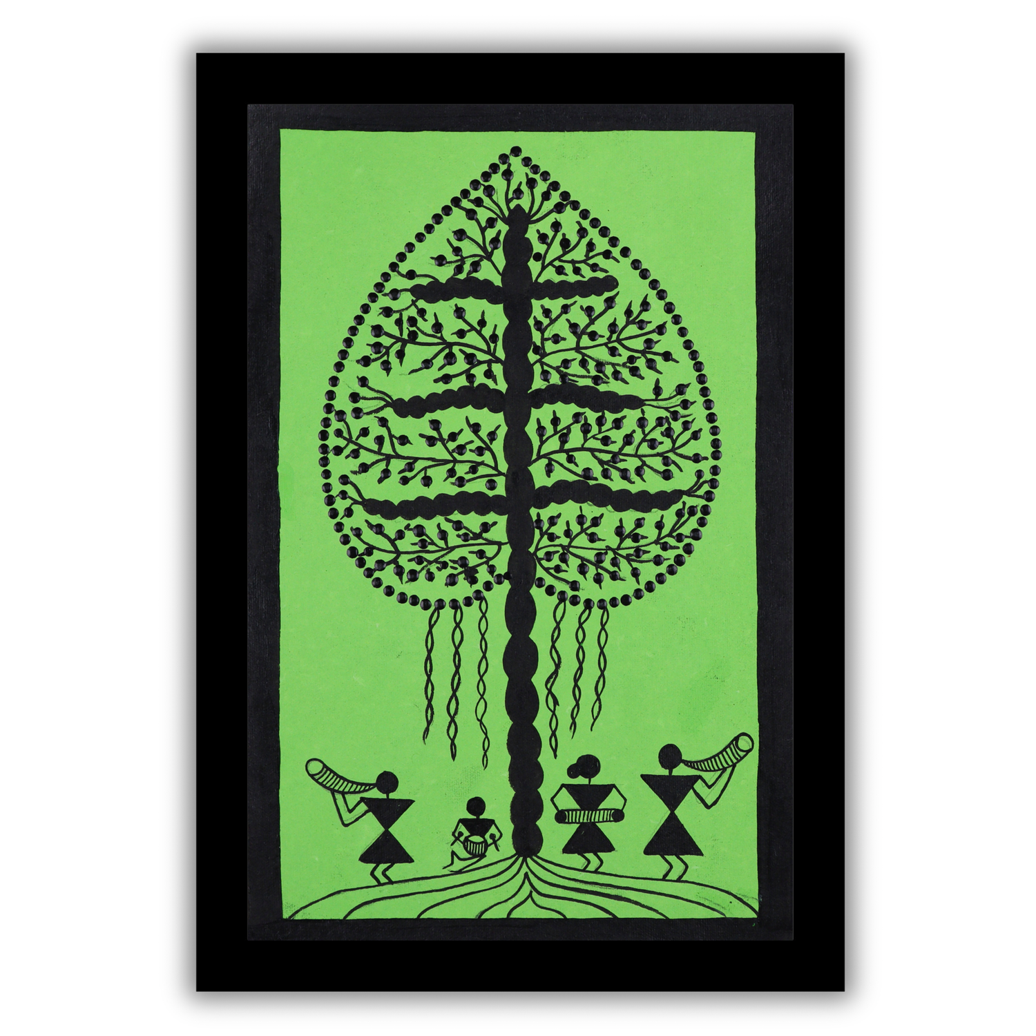 AAKARSHAK Warli Painting Handmade Tree of Life Warli art Framed Traditional Indian paintings for Wall Living room Home decor Gifts - 8x12 Inch |(WBS103)