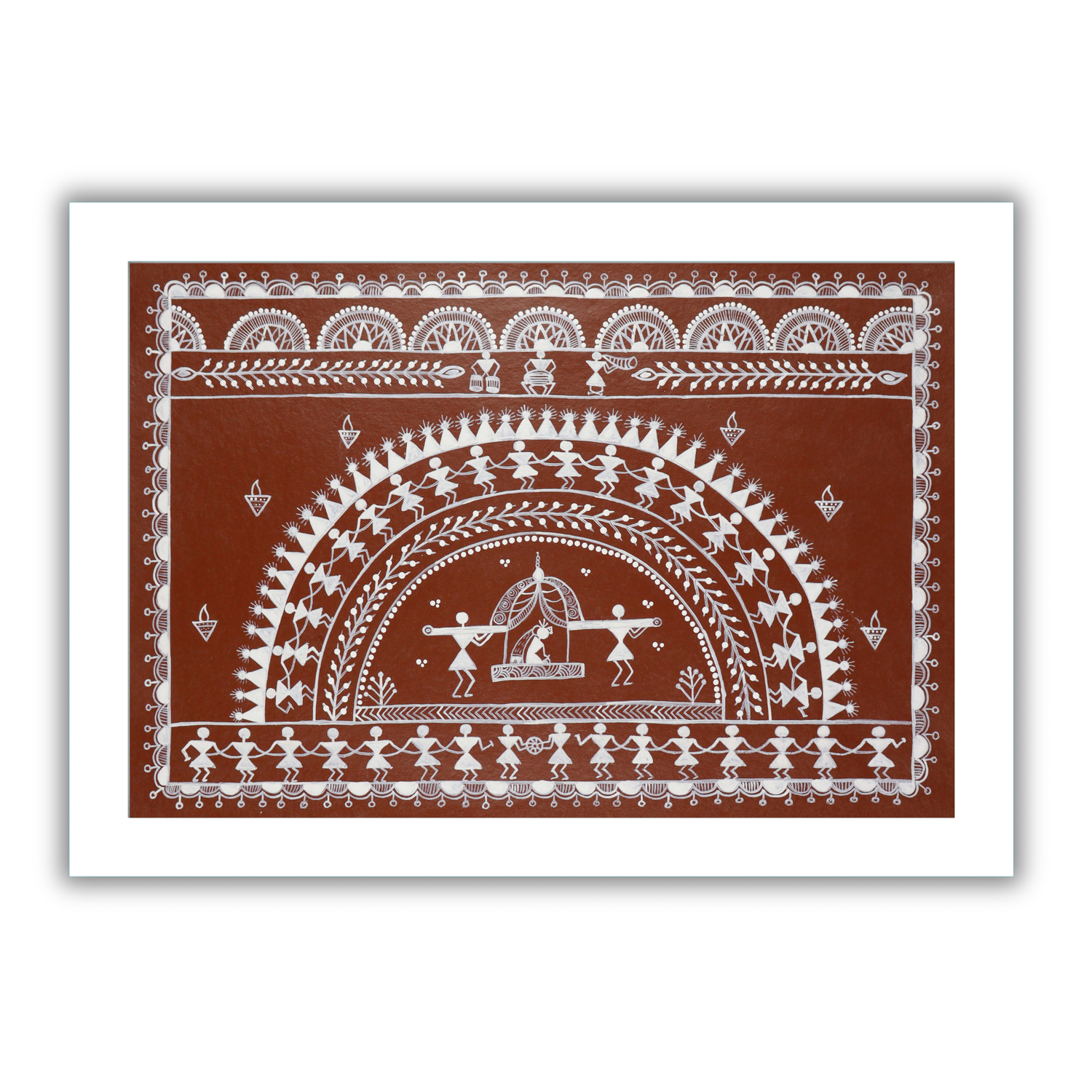 AAKARSHAK Warli Painting Handmade Doli Warli art Framed Traditional Indian paintings for Wall Living room Home decor Gifts - 17x24 Inch |(WWLR102)