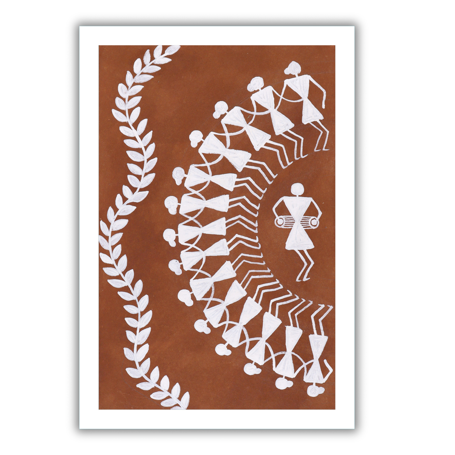 AAKARSHAK Warli Painting Handmade Dancing Warli art Framed Traditional Indian paintings for Wall Living room Home decor Gifts - 8x12 Inch |(WWS101)