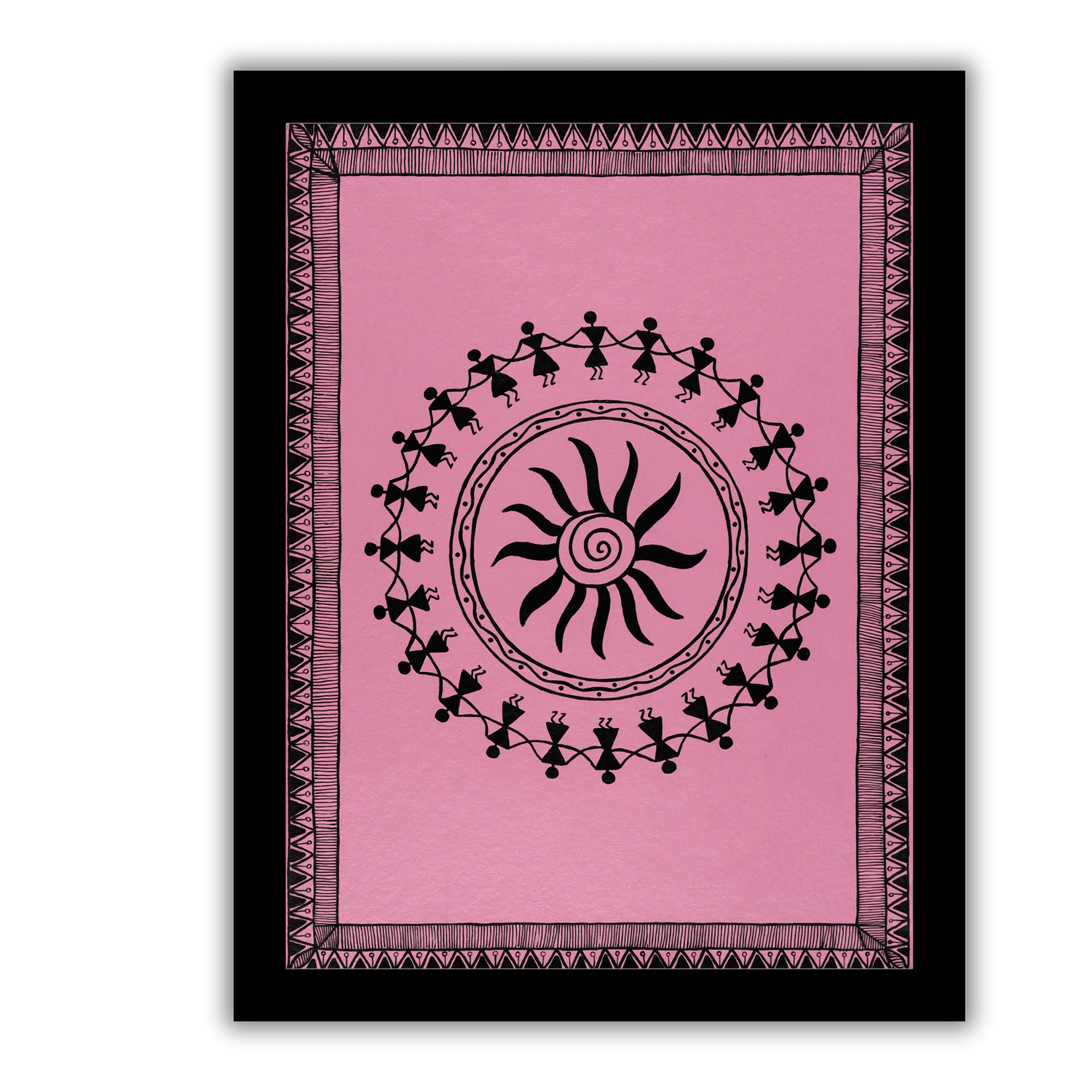 AAKARSHAK Warli Painting Handmade Dancing Warli art Framed Traditional Indian paintings for Wall Living room Home decor Gifts - 12x16 Inch |(WBME105)