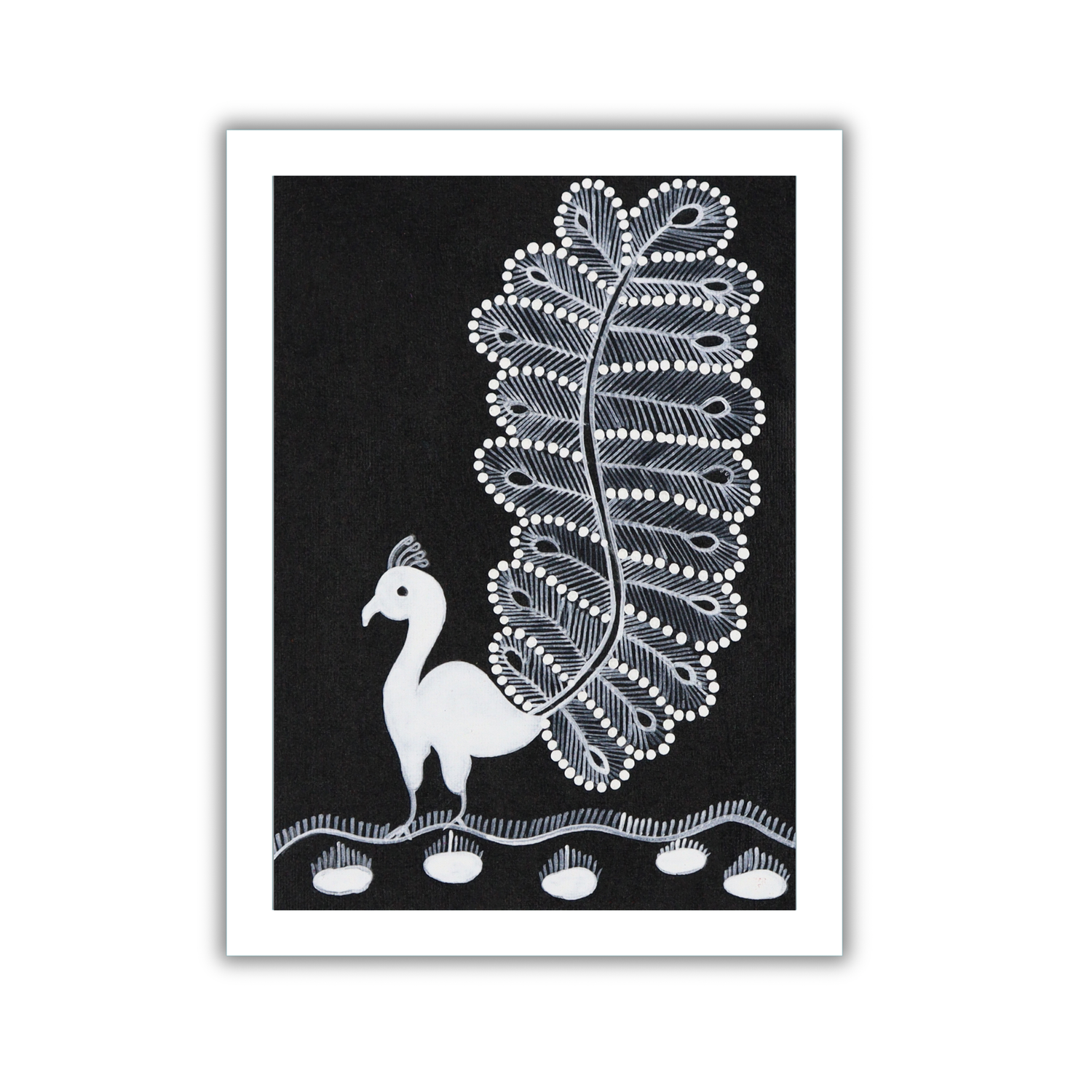 AAKARSHAK Warli Painting Handmade Peacock Warli art Framed Traditional Indian paintings for Wall Living room Home decor Gifts - 6x8 Inch |(WWM109)