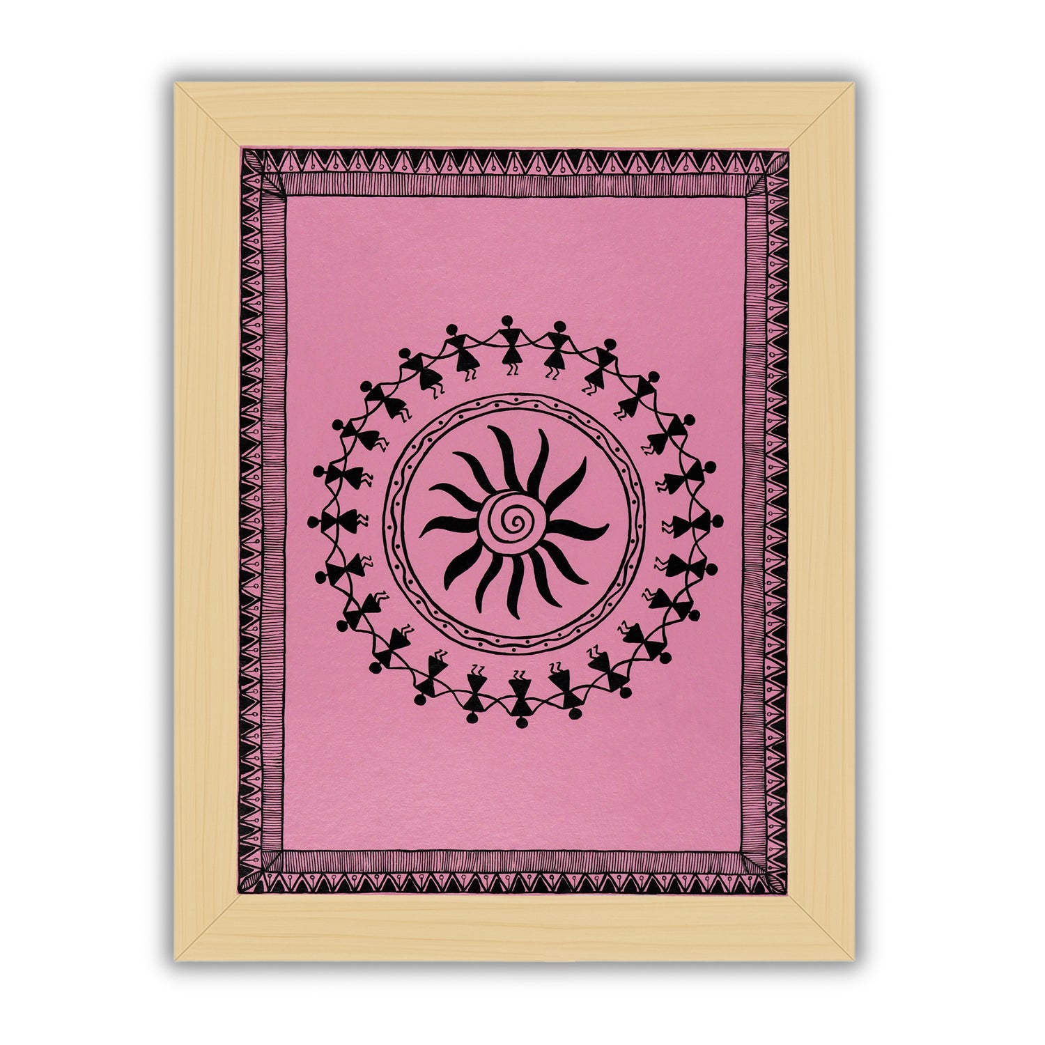 Handmade Warli Krishna and Radha Painting – 12x16 Inch Framed Tribal Art