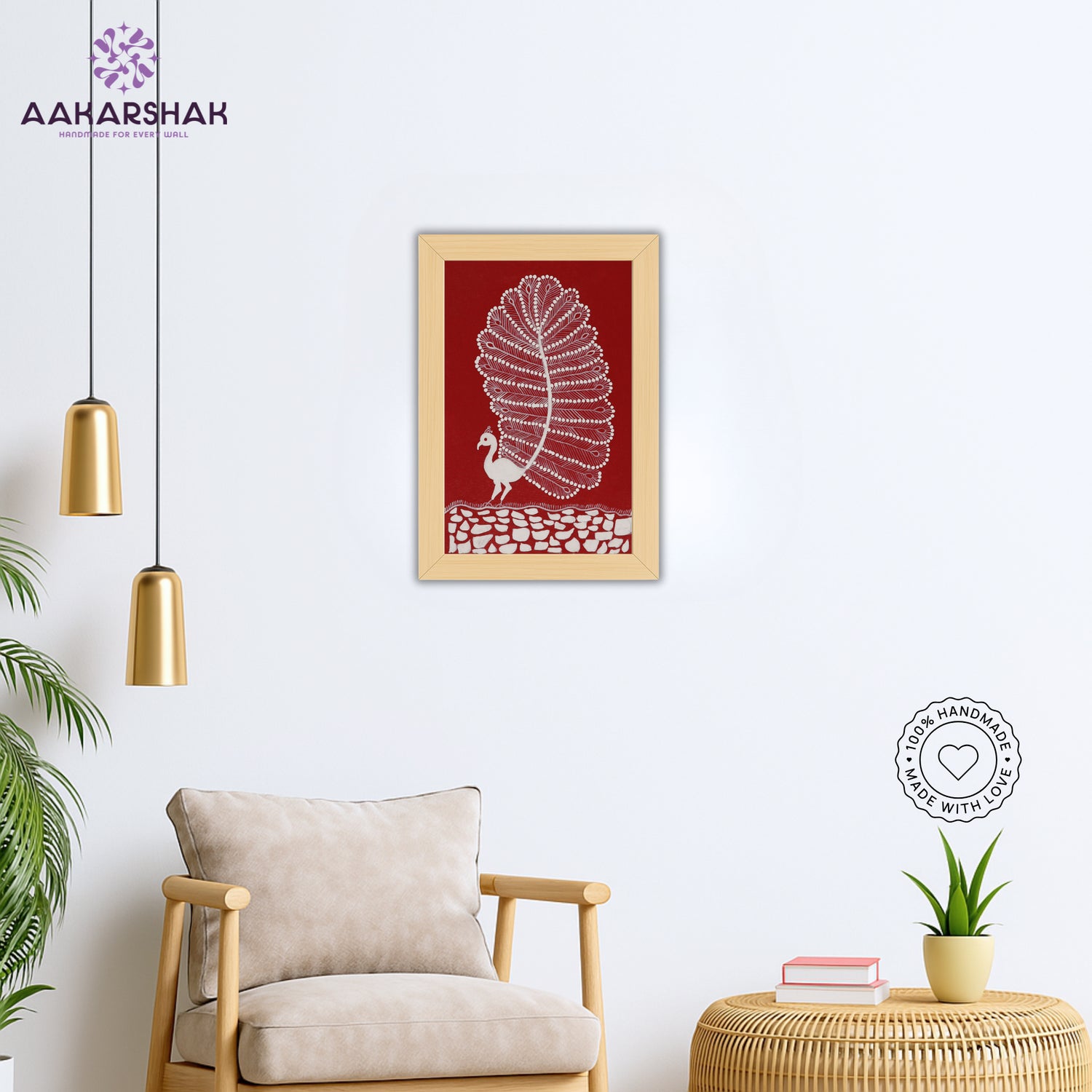 Traditional Warli painting displayed in modern interior – Indian folk wall art
