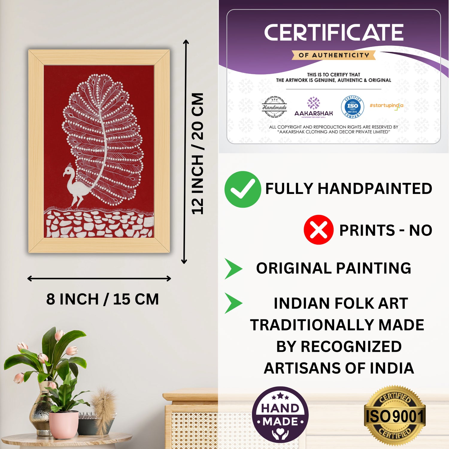 ISO certified handmade painting with authenticity certificate included
