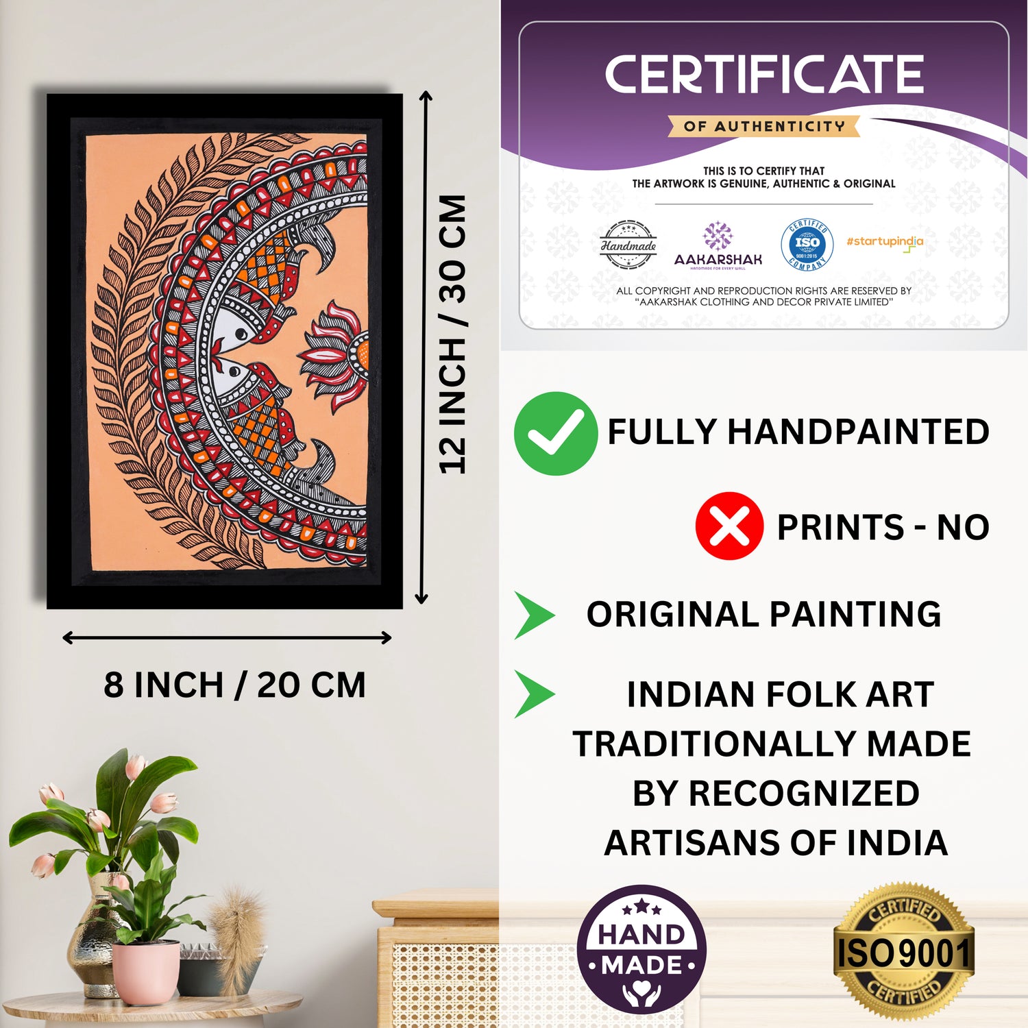 ISO certified handmade painting with authenticity certificate included
