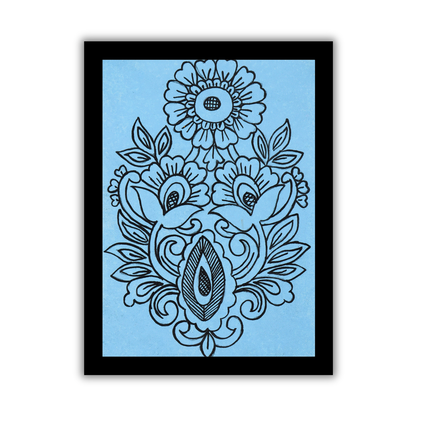 AAKARSHAK Kalamkari Painting Handmade Flower Kalamkari art Framed Traditional Indian paintings for Wall Living room Home decor Gifts - 6x8 Inch |(KMI101)