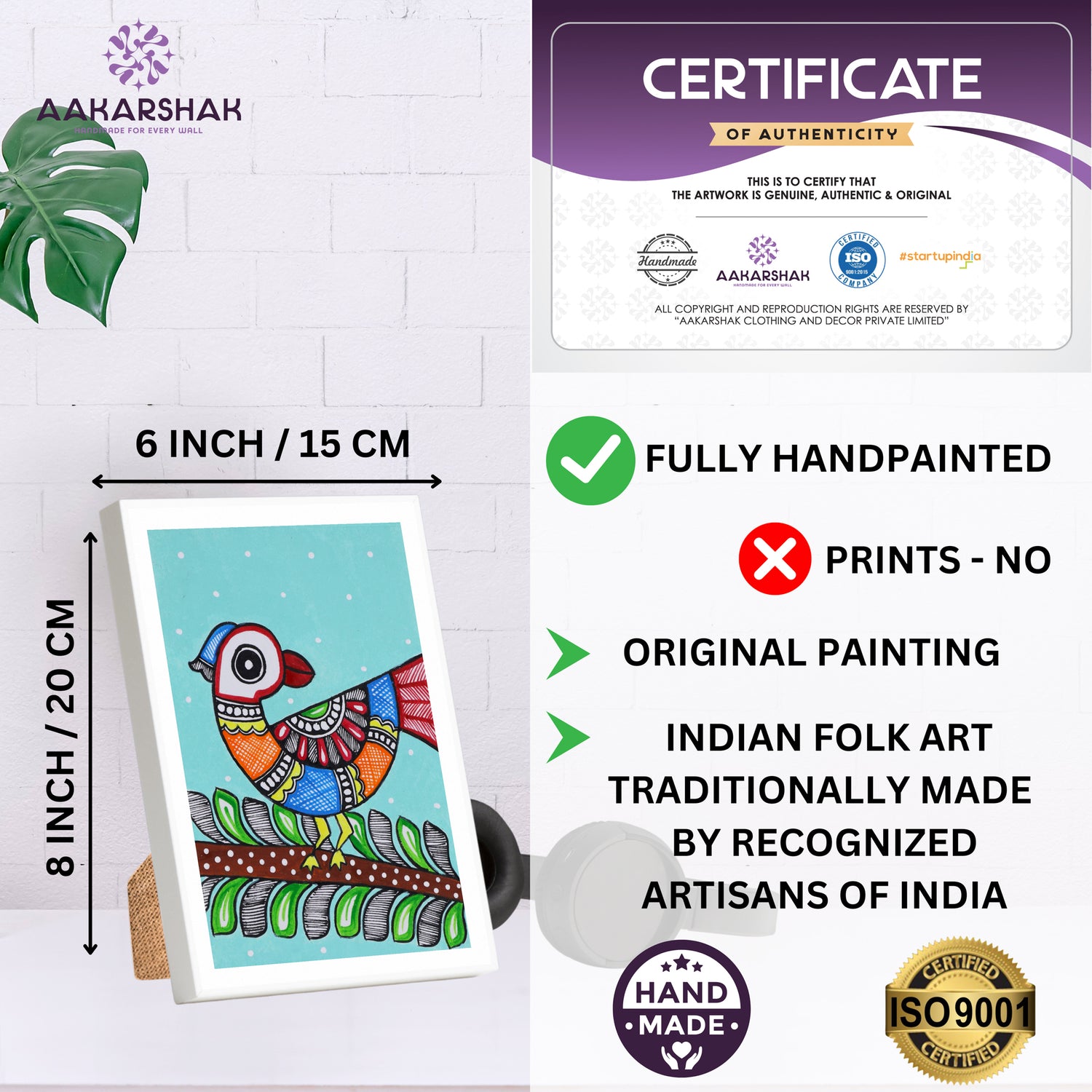 ISO certified handmade painting with authenticity certificate included

