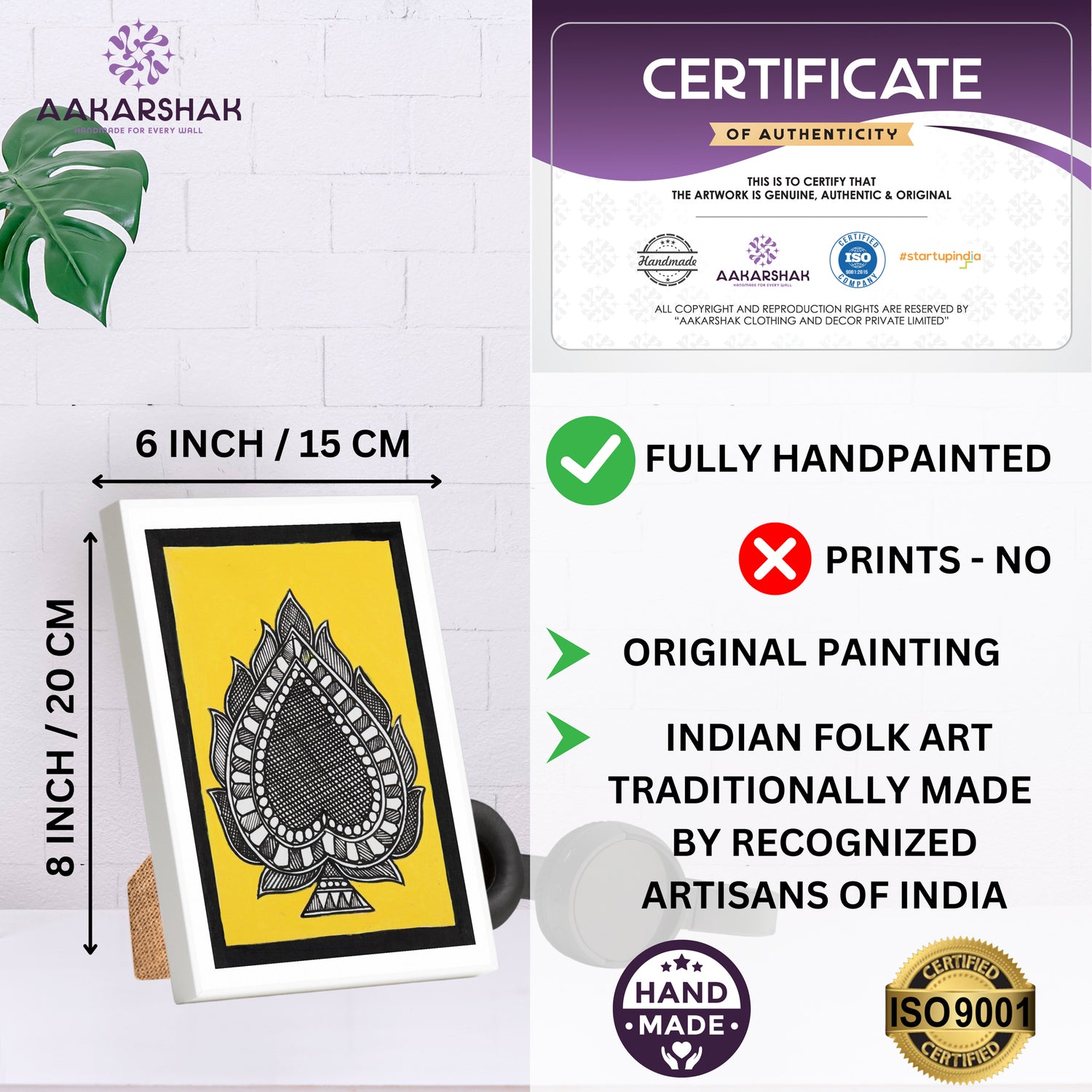 ISO certified handmade painting with authenticity certificate included
