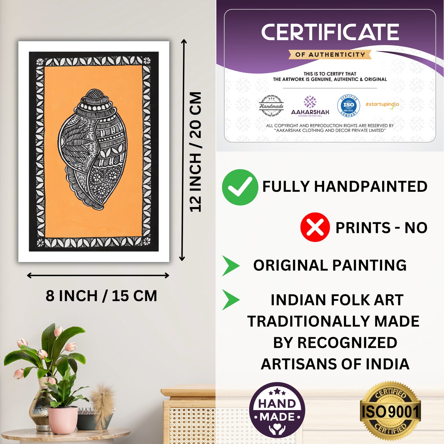ISO certified handmade painting with authenticity certificate included
